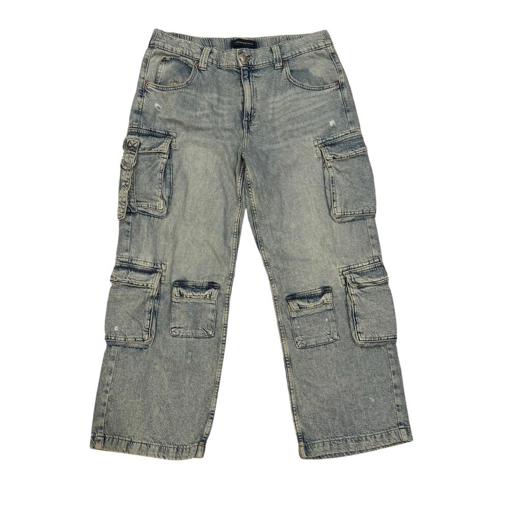 Aéropostale Low Rise Cargo Jeans Women XL Light Wash Y2K Denim Utility